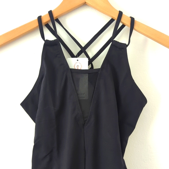 (3) NWT New Black Mesh Lace Halter Leotard Dance Gymnastics Bodysuit Sz Medium - Picture 10 of 12
